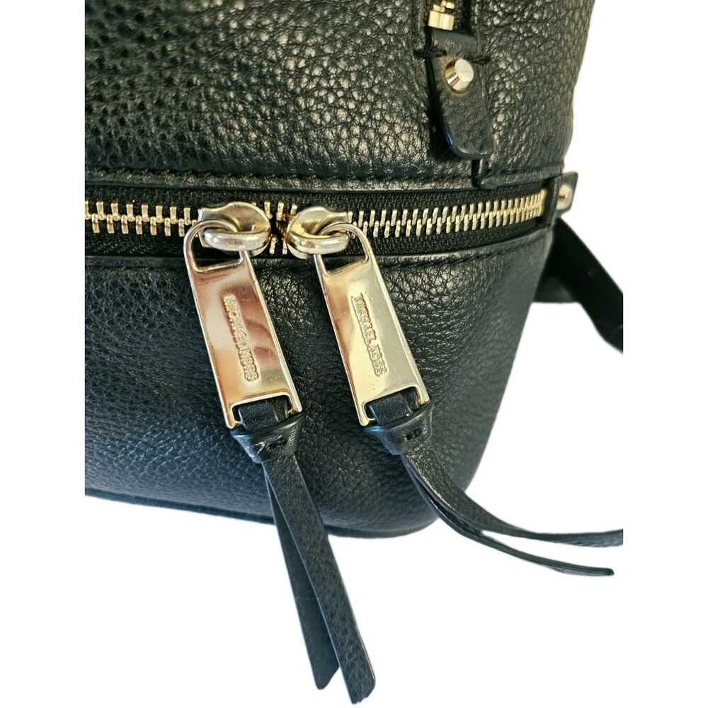 Michael Kors Black Pebbled Leather Rhea Medium Backpack GHW - Picture 9 of 13